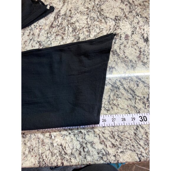 Bleu Bayou Black Cold Shoulder Sheer Blouse Size L Asymmetrical Hem - Picture 7 of 8